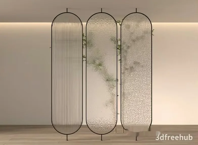 Three Glass Room Dividers 3D Model – 23638 – VRAY Render