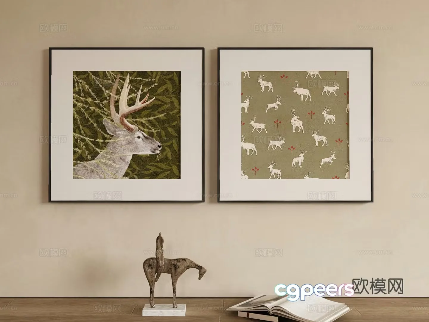 Modern animal painting decorative painting 3d model