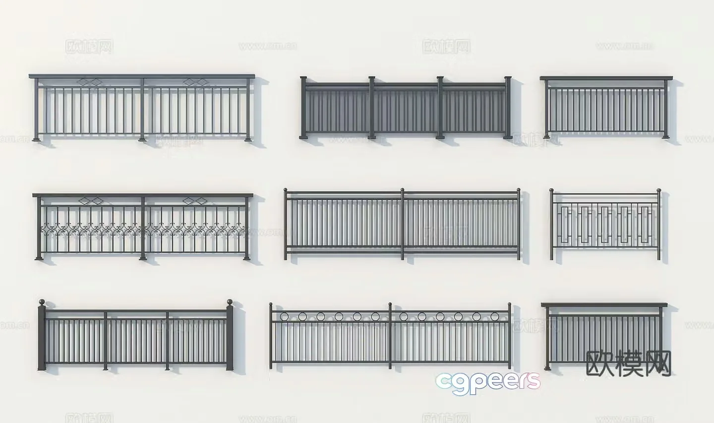 Modern Railing Handrail 3d Model