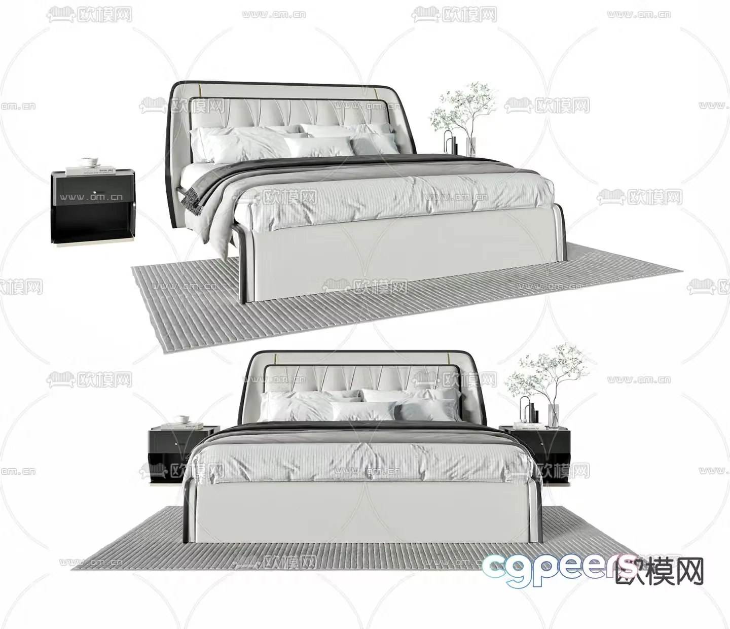 Modern double bed 3d model