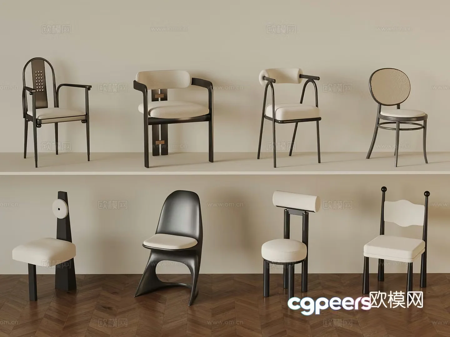 French leisure chair combination 3D model