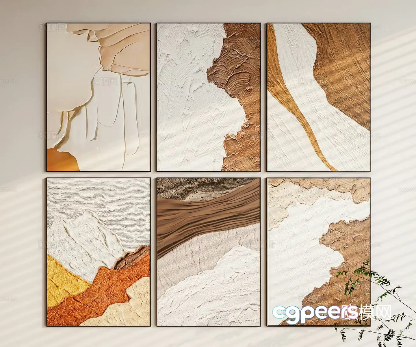 Modern texture painting decorative painting 3d model