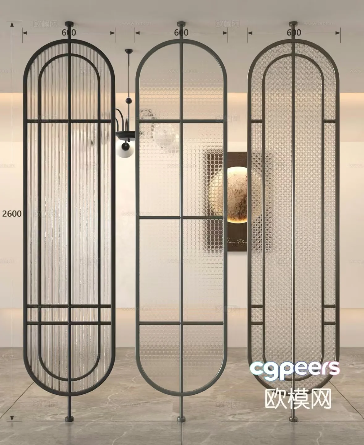 French glass partition medieval windscreen partition porch partition screen partition Changhong glass partition 3D model