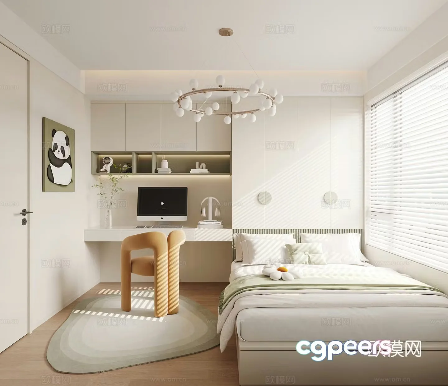 Modern universal children’s tatami bedroom 3d model