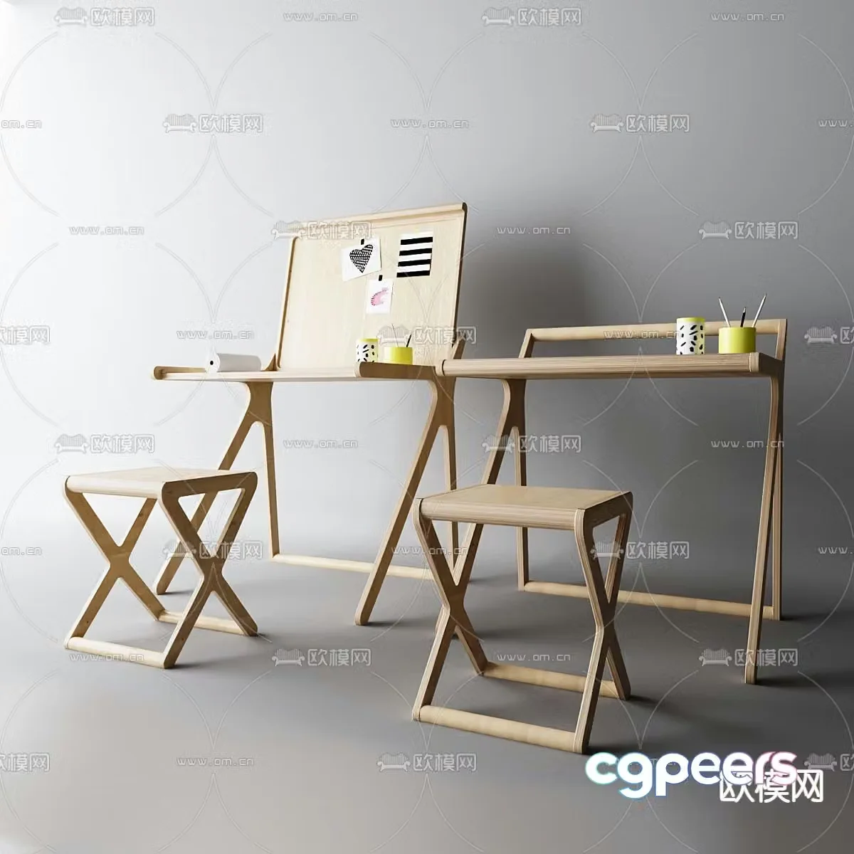 Modern children’s desk chair desk 3d model