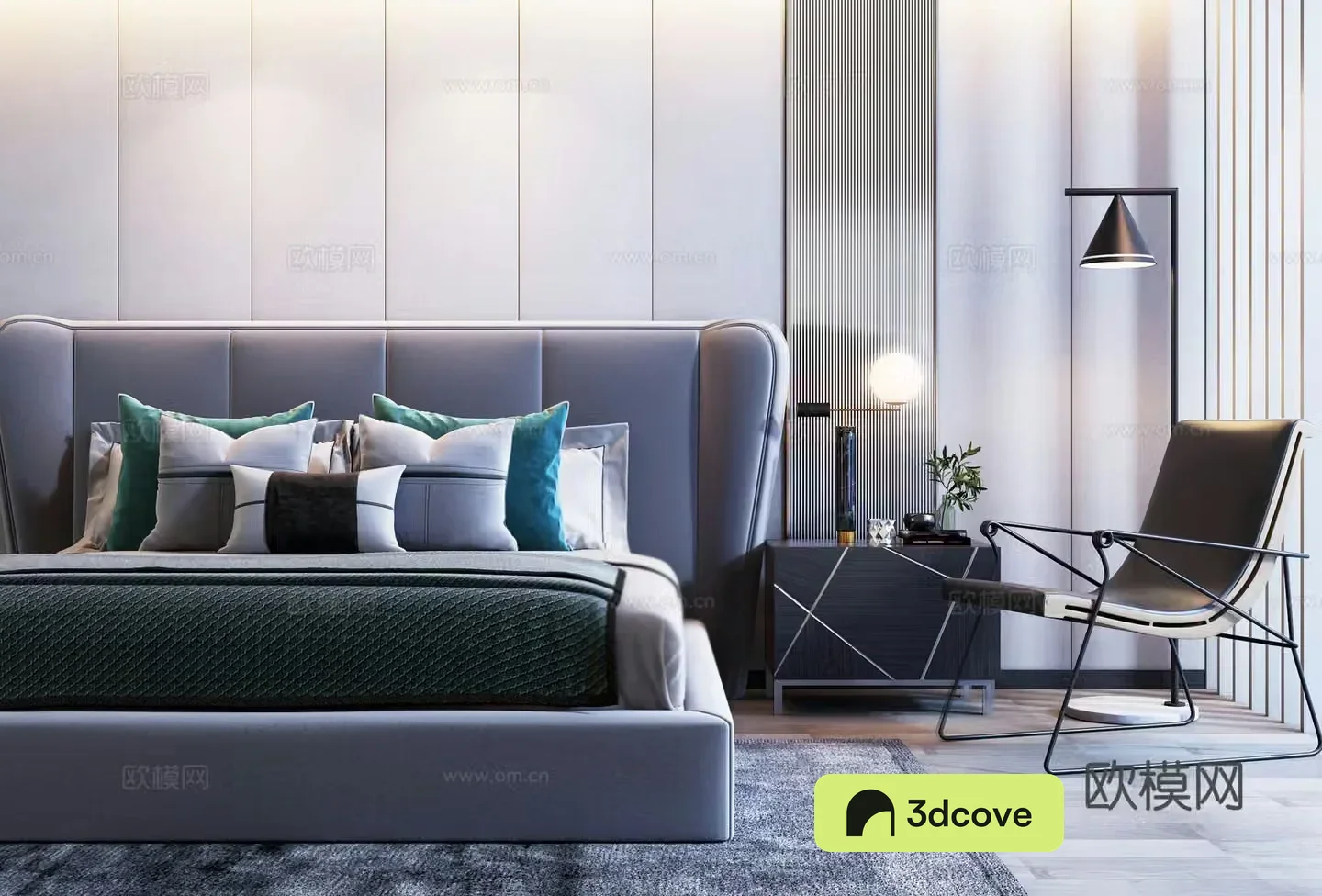Modern double bed casual chair single chair floor lamp