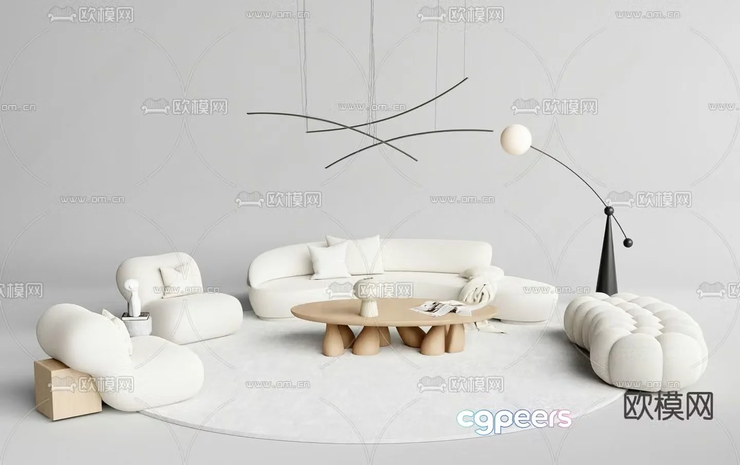 Modern modular sofa curved sofa 3d model