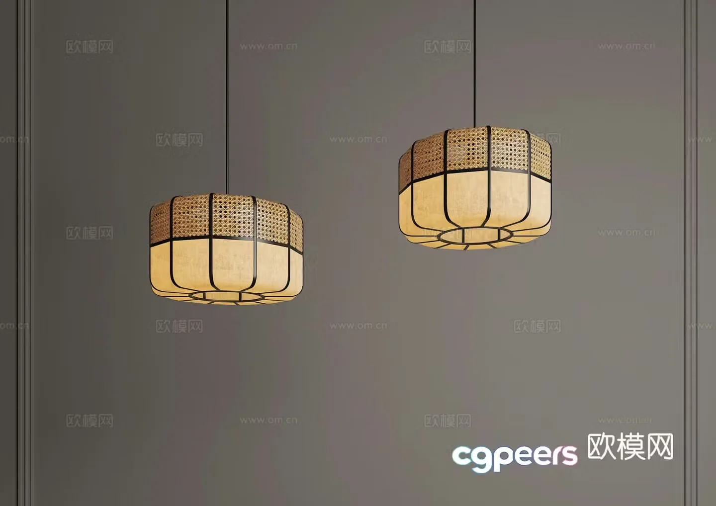 Zen chandelier Japanese chandelier Catering chandelier New Chinese chandelier Rattan chandelier Wasabi chandelier 3D model