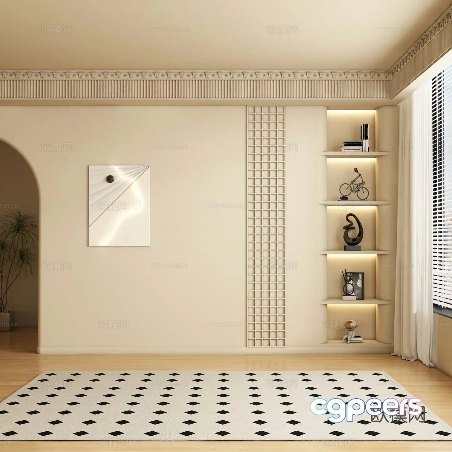French background wall sofa background 3d model