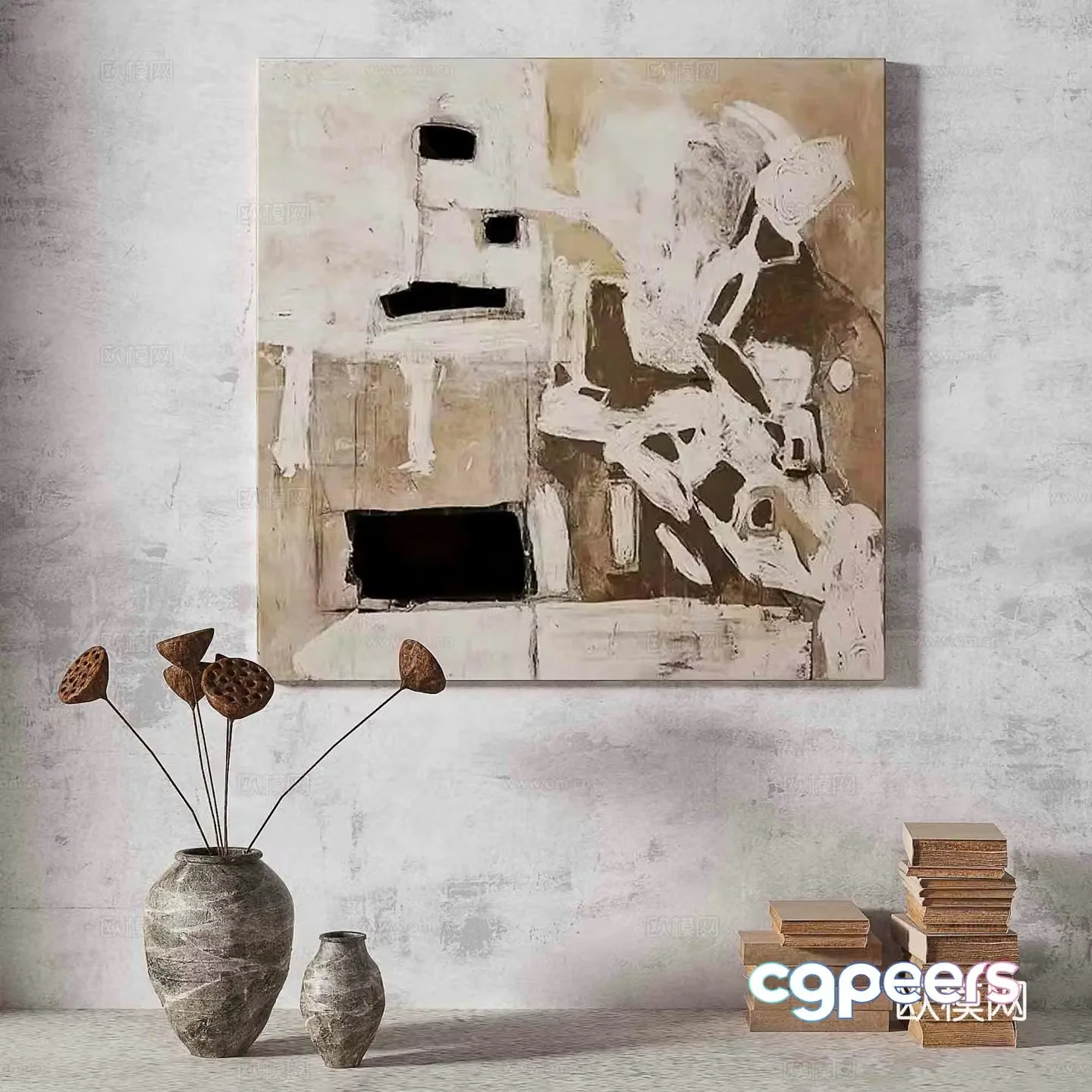 Wasabi light luxury abstract decorative painting 3d model
