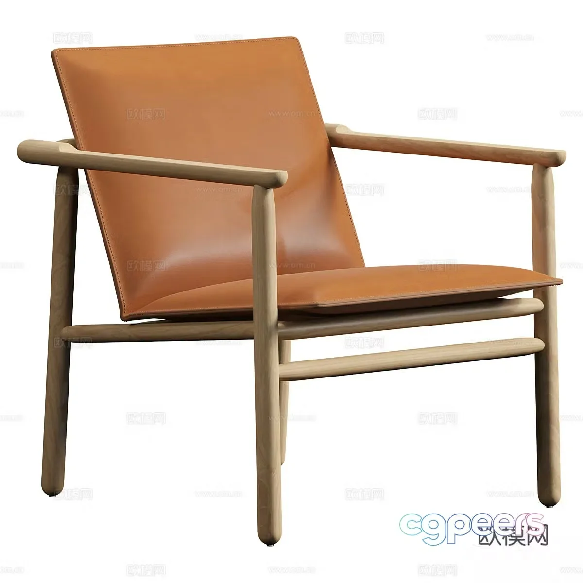 New Chinese leather leisure chair 3d model