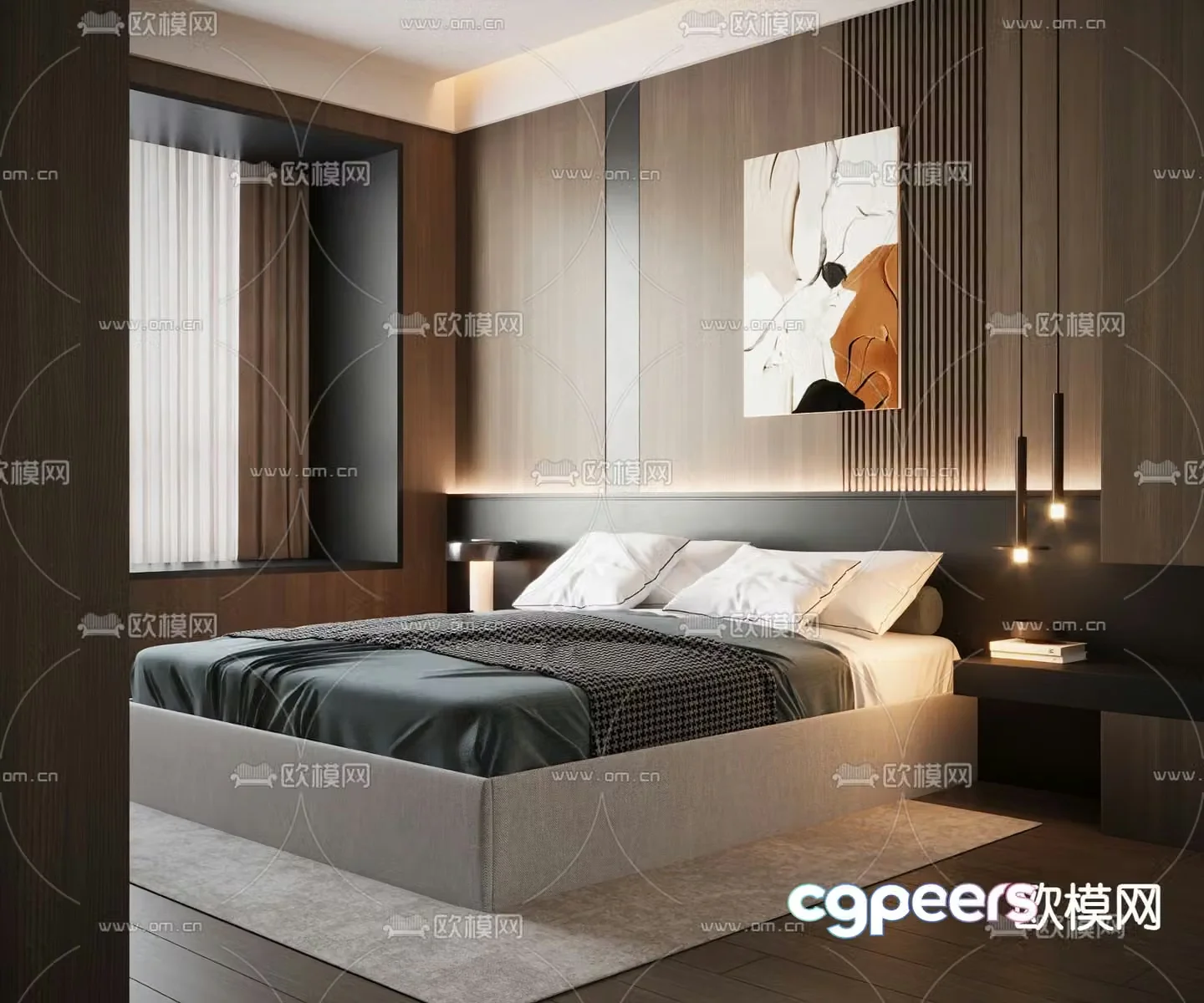 Italian double bed 3d model