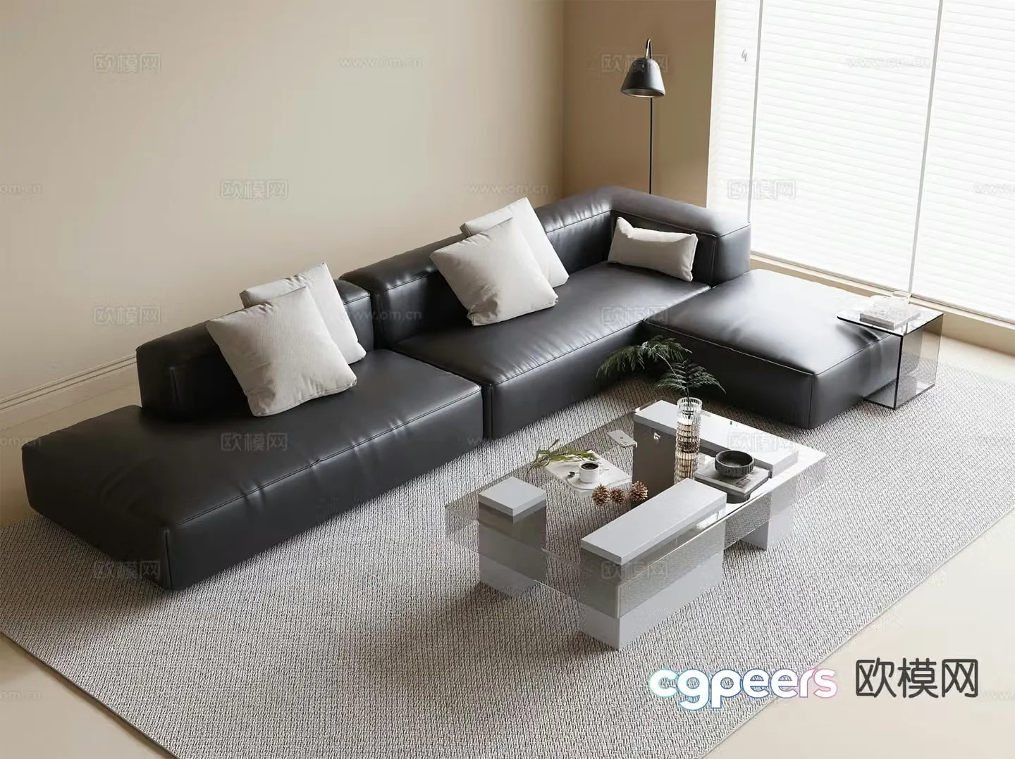 Multi-person sofa corner sofa 3d model