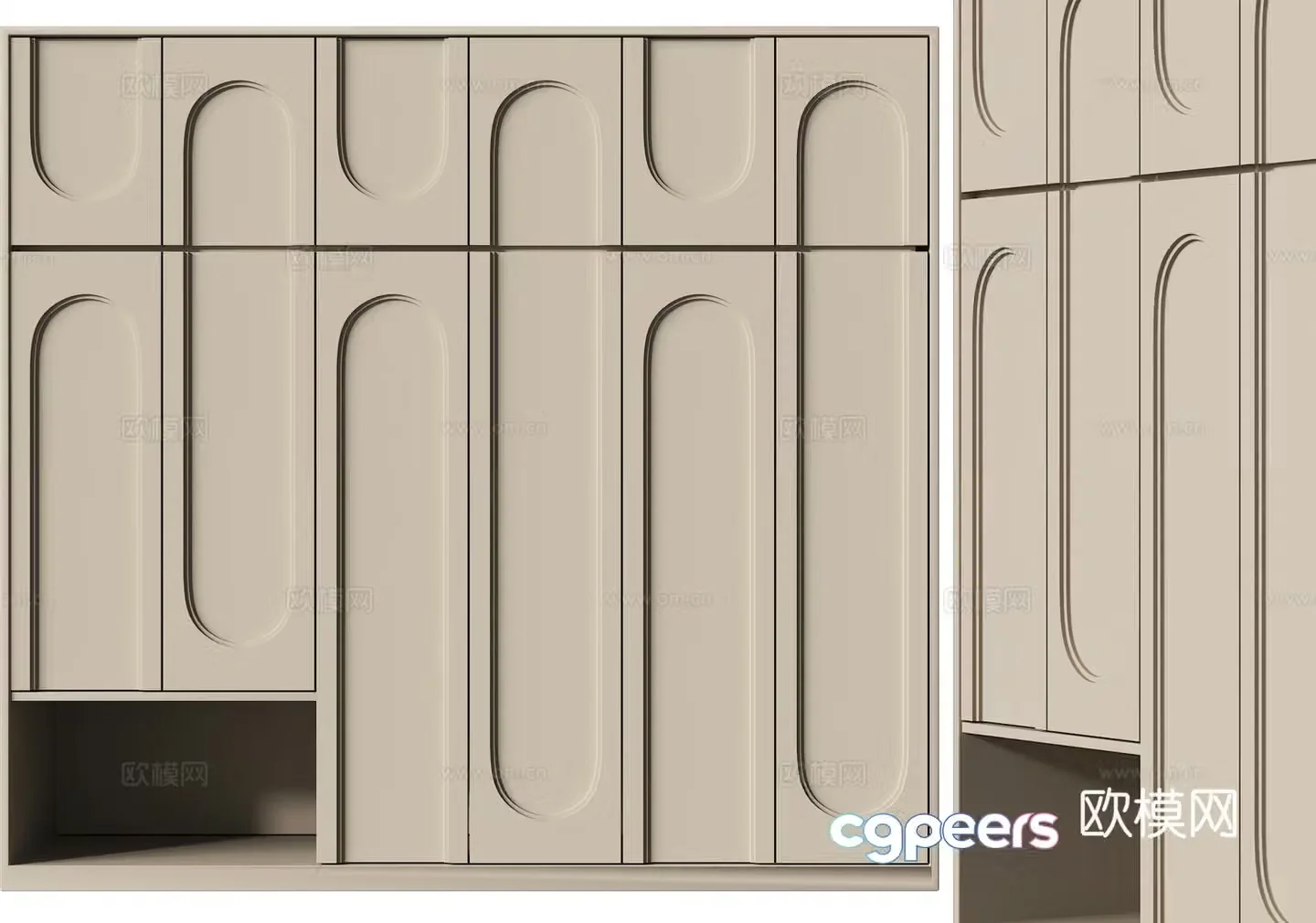 Modern Cream Trench Wardrobe 3d Model