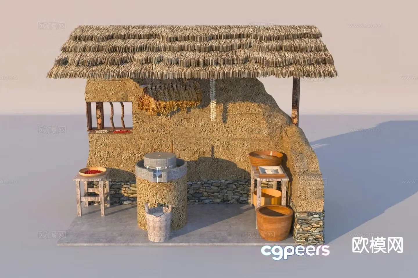 Chinese tofu shop stone mill 3D model