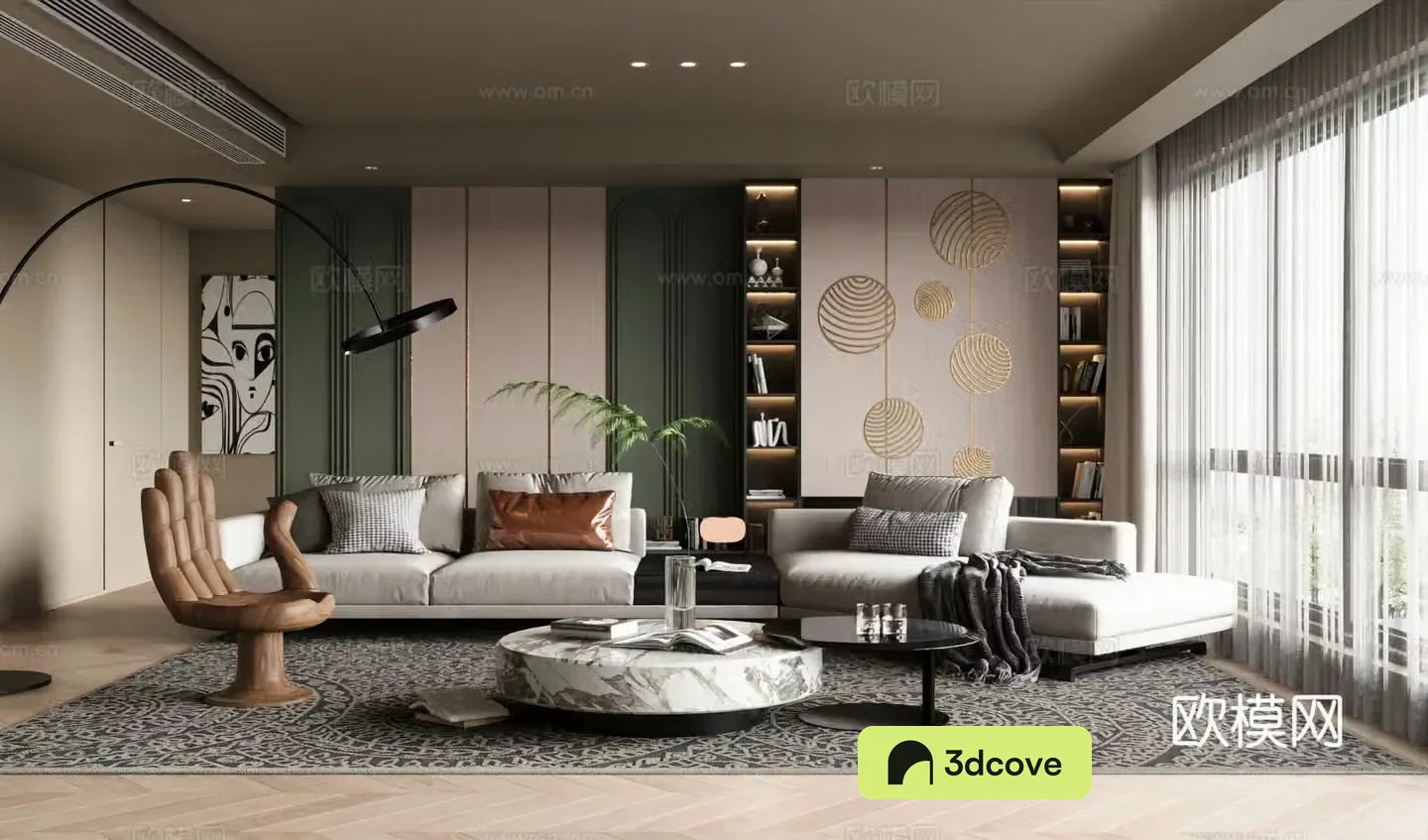 Modern medieval home living room sofa and coffee table combination decorative cabinet
