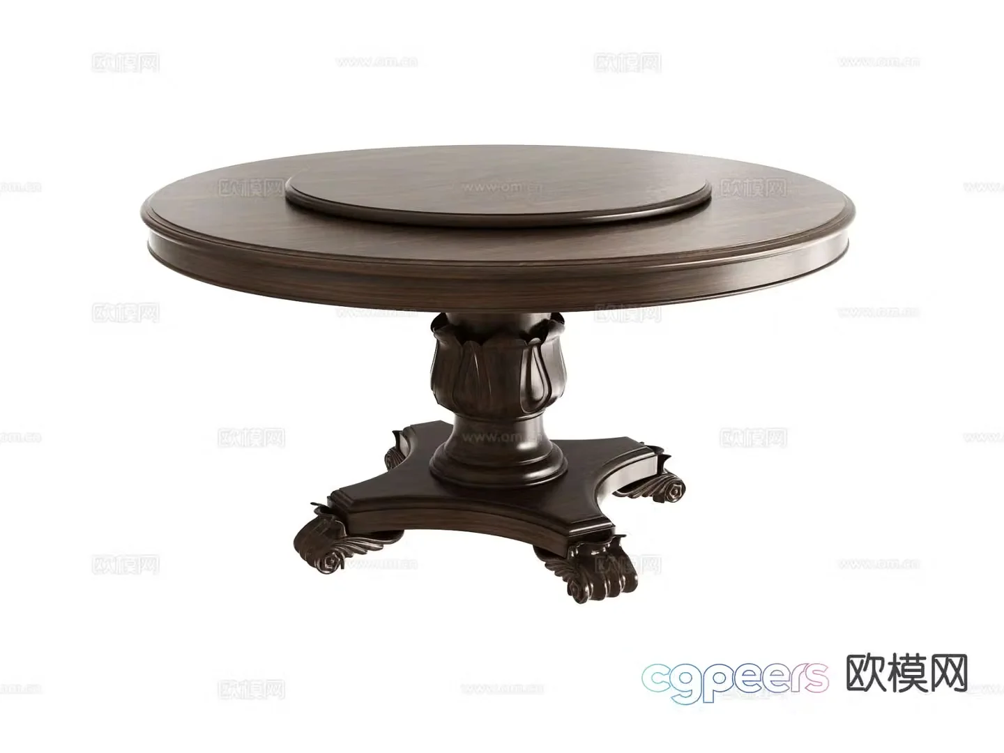 European style dining table round table 3d model