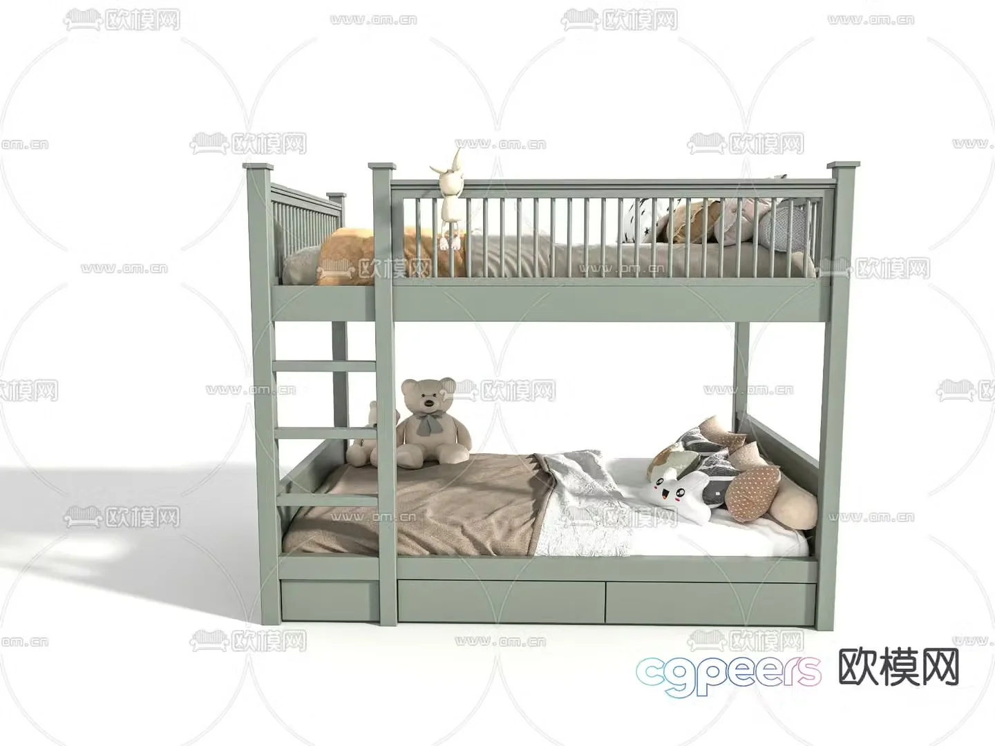 Children’s bed bunk bed loft bed 3d model