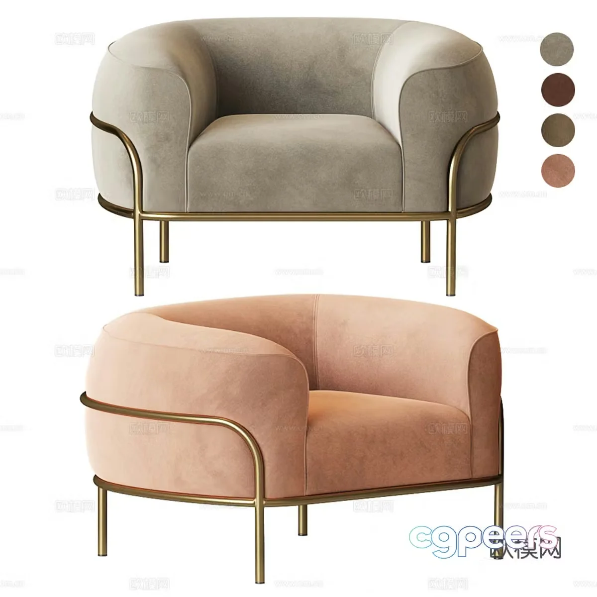 Modern light luxury Sophie armchair 3d model