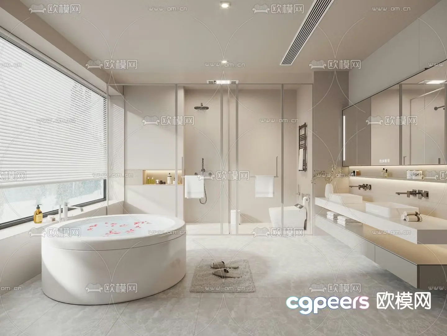 Creamy bathroom bathroom restroom 3d model