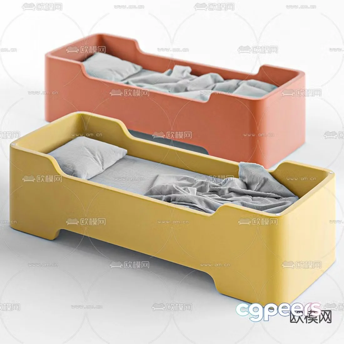 Modern colorful children’s bed 3d model
