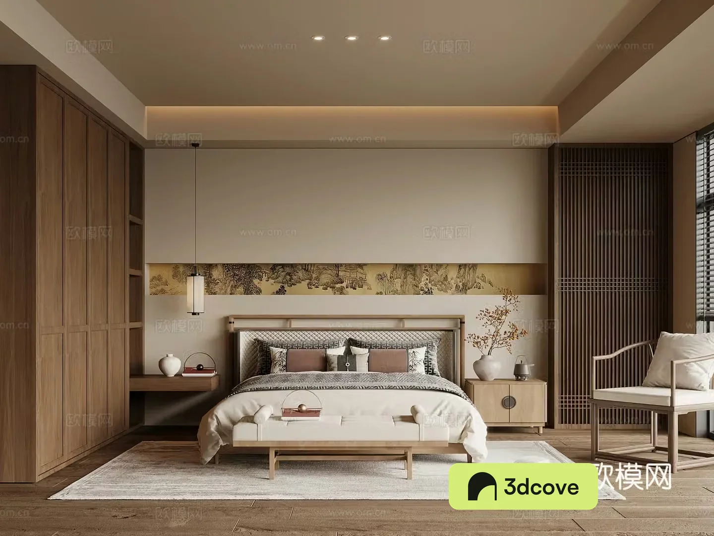 Song style bedroom master bedroom double bed combination