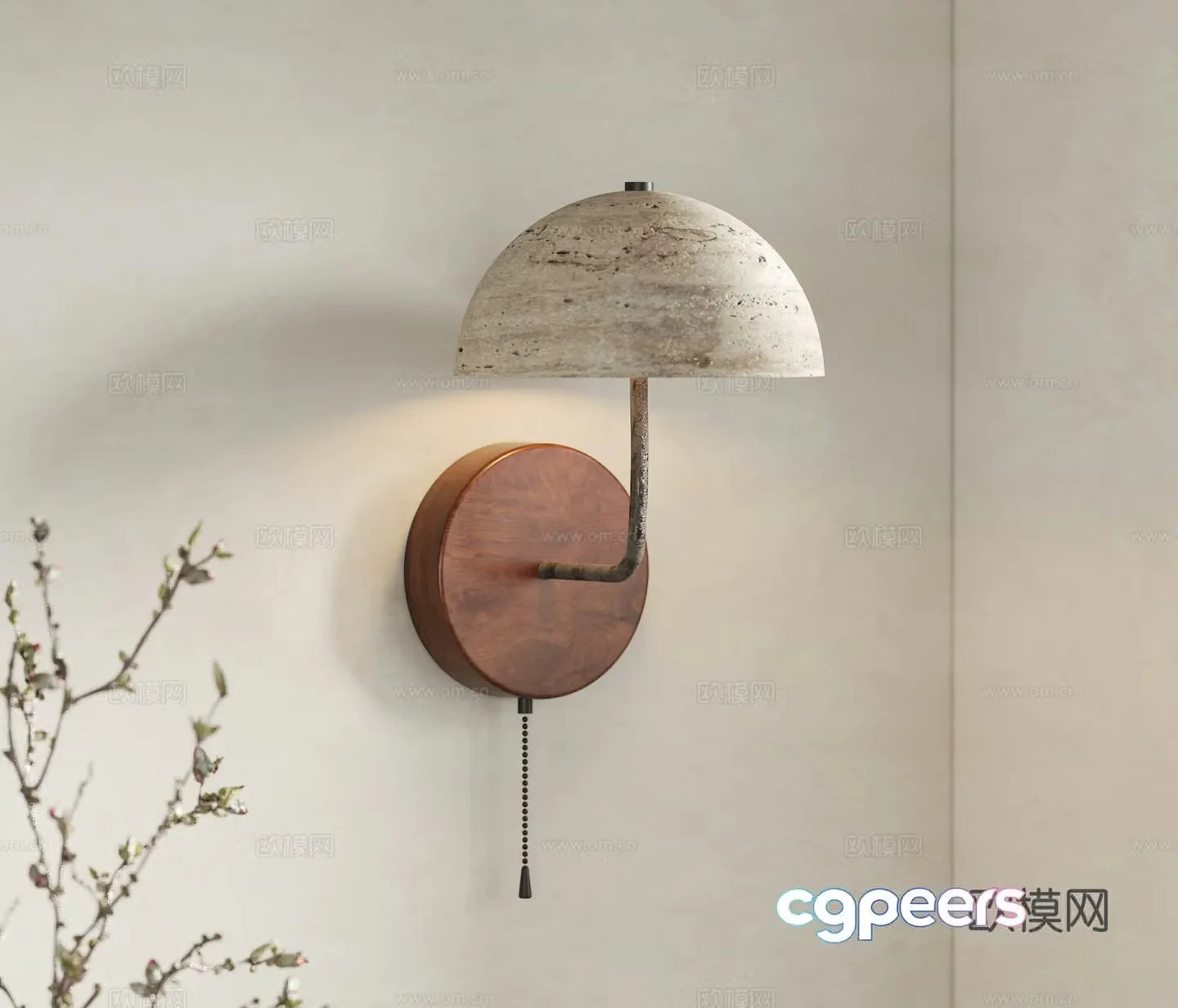 Wasabi cave stone wall lamp 3d model