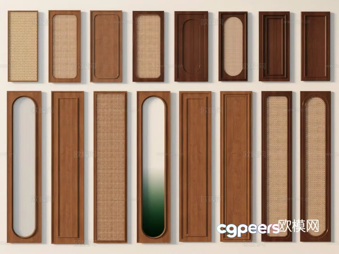 Wabi-sabi cabinet door rattan cabinet door 3d model