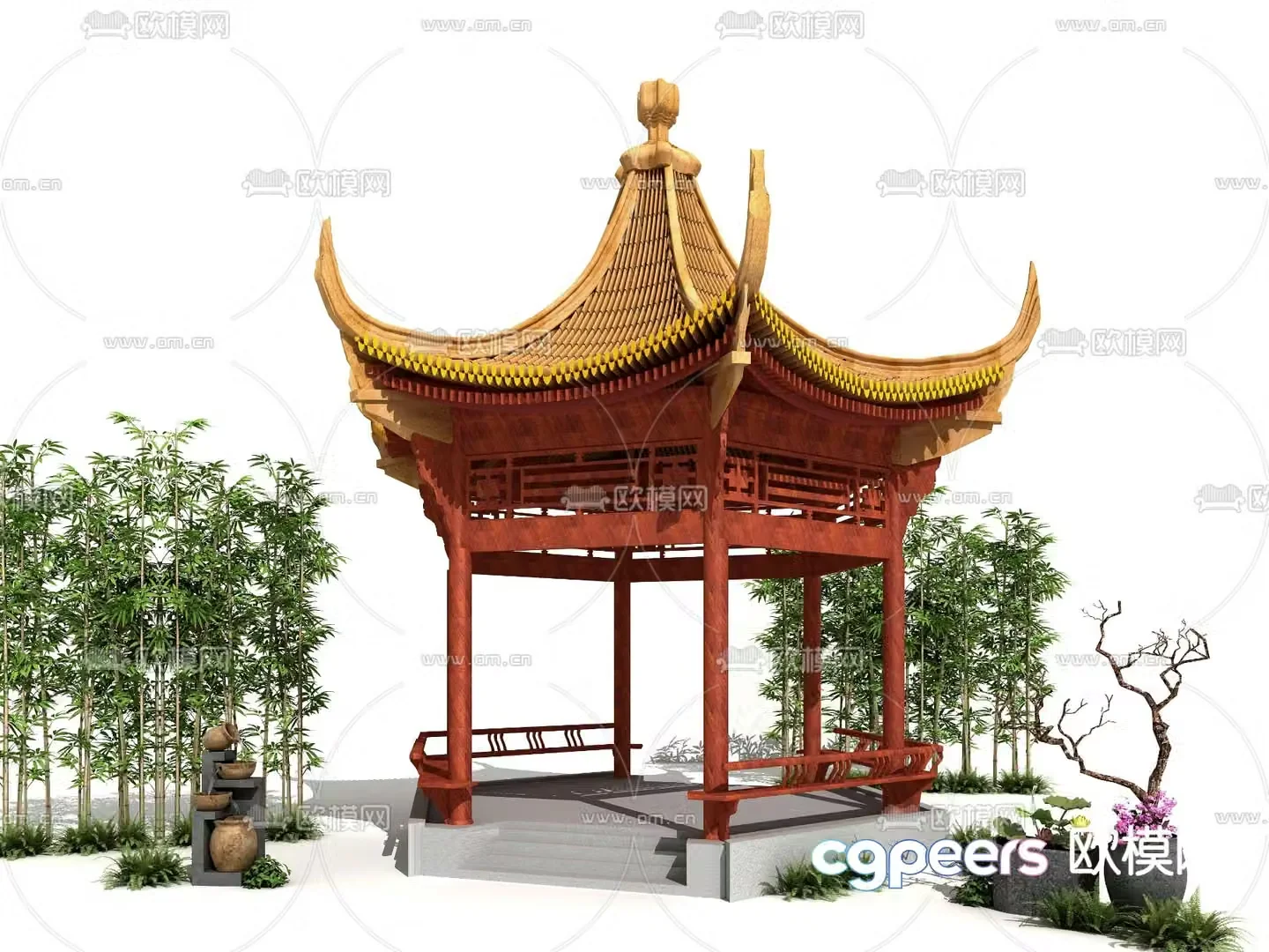 Chinese hexagonal pavilion pavilion pavilion pavilion 3D model