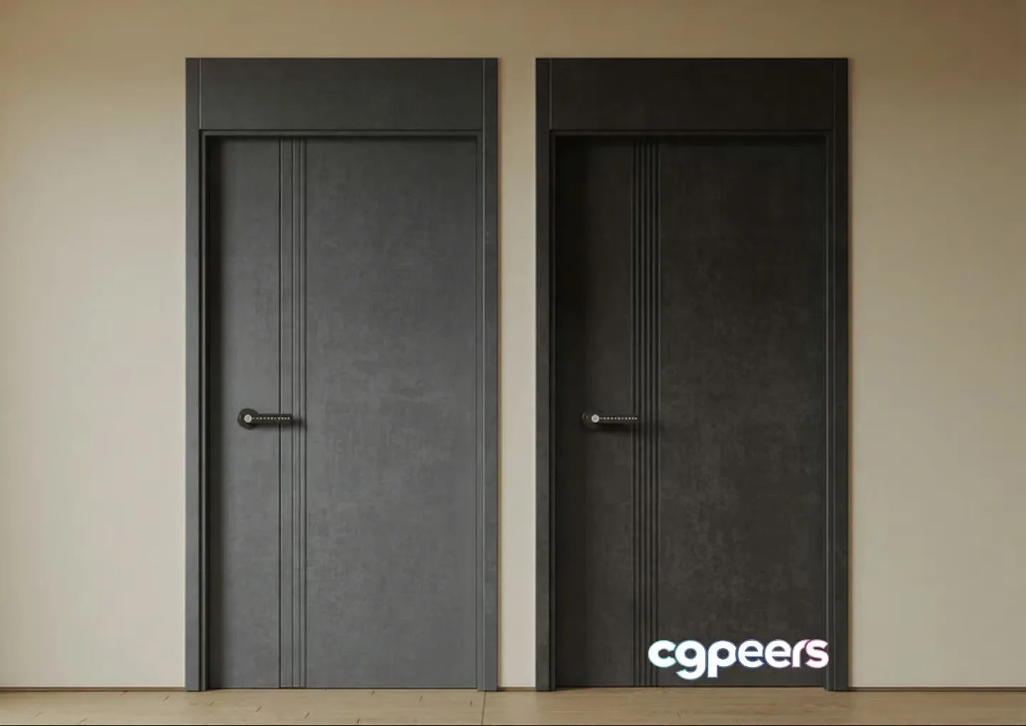Two Dark Gray Doors 3D Model – 7938 – CORONA Render