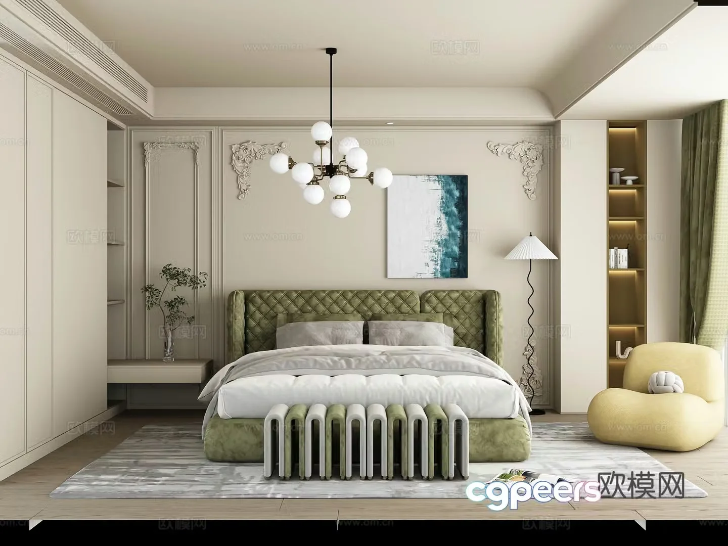 Modern French master room 3d model