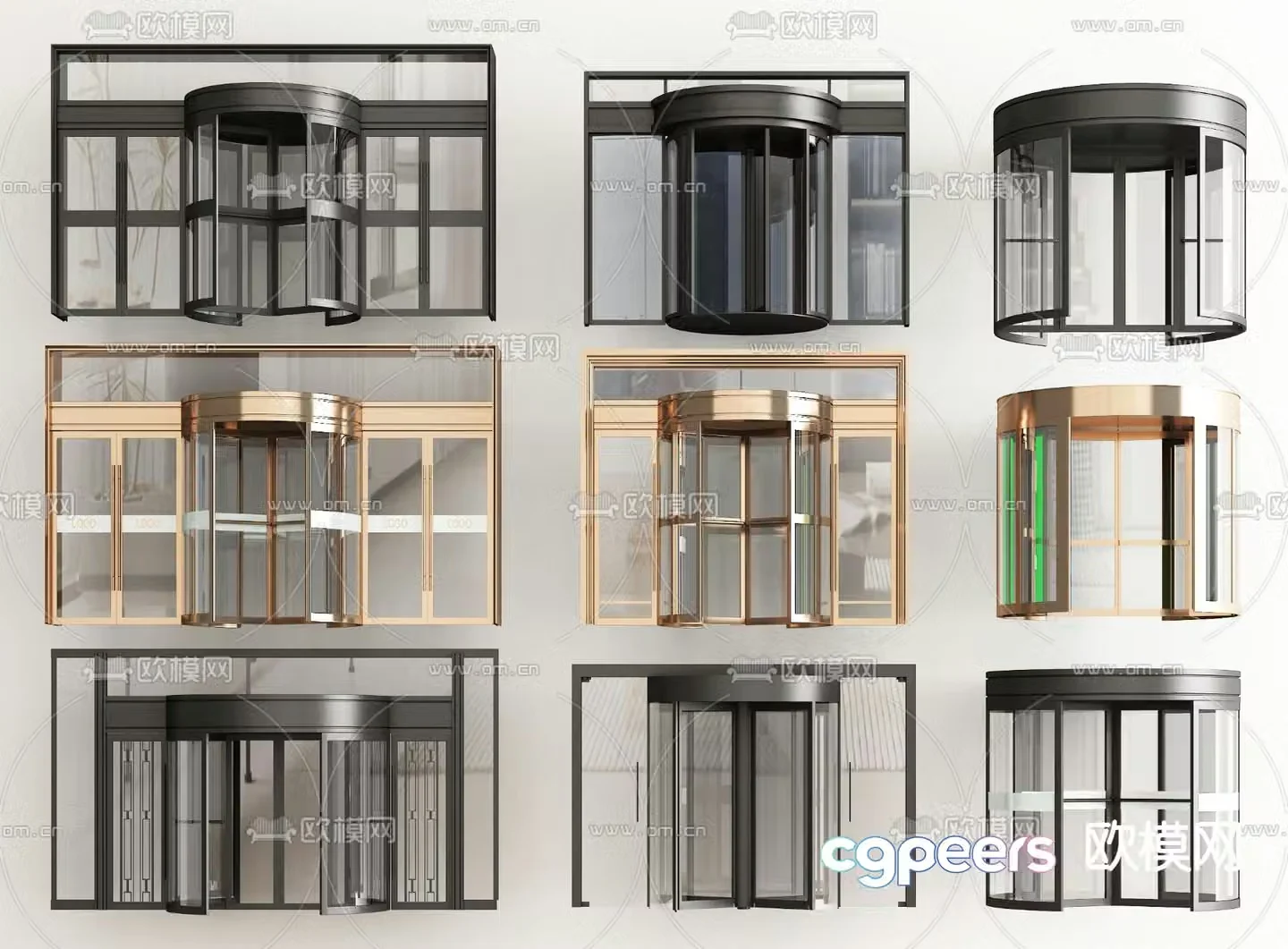 Automatic revolving door Induction door Glass revolving door 3D model