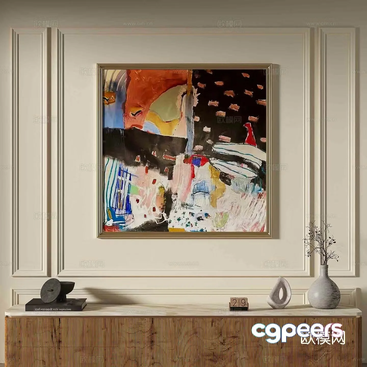French abstract painting decorative painting 3d model