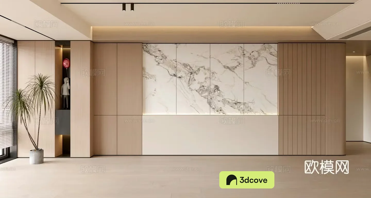 Modern simple sofa background wall modern ornament balcony cabinet living room cabinet wood veneer background wall