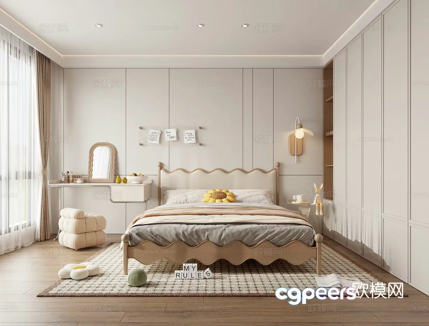 Modern children’s room girl’s room 3d model