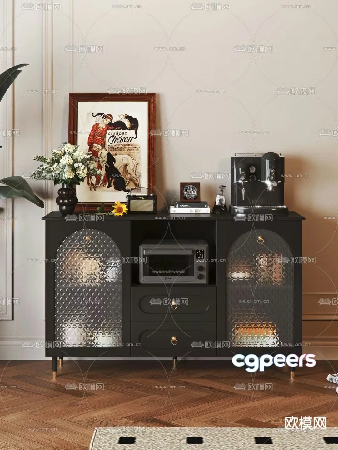 French sideboard Medieval style sideboard 3D model