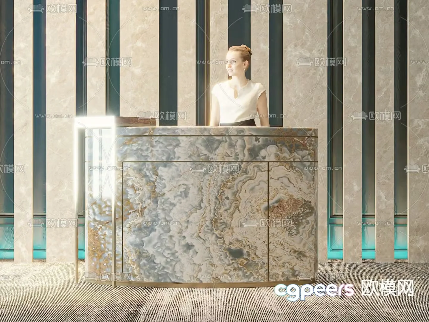 Reception desk service front desk 3d model