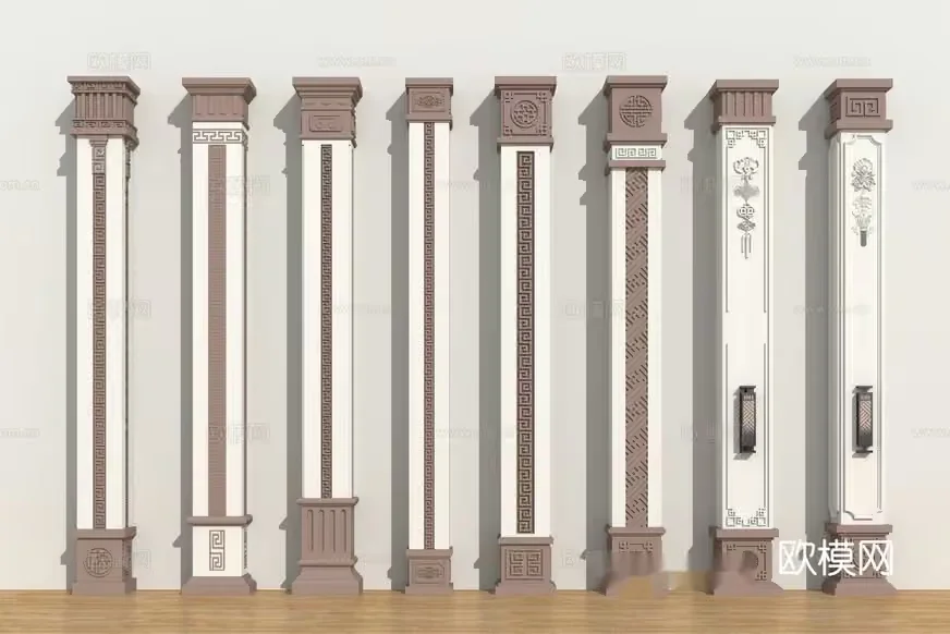 Decorative Pillars 3D Model – 9377 – VRAY Render