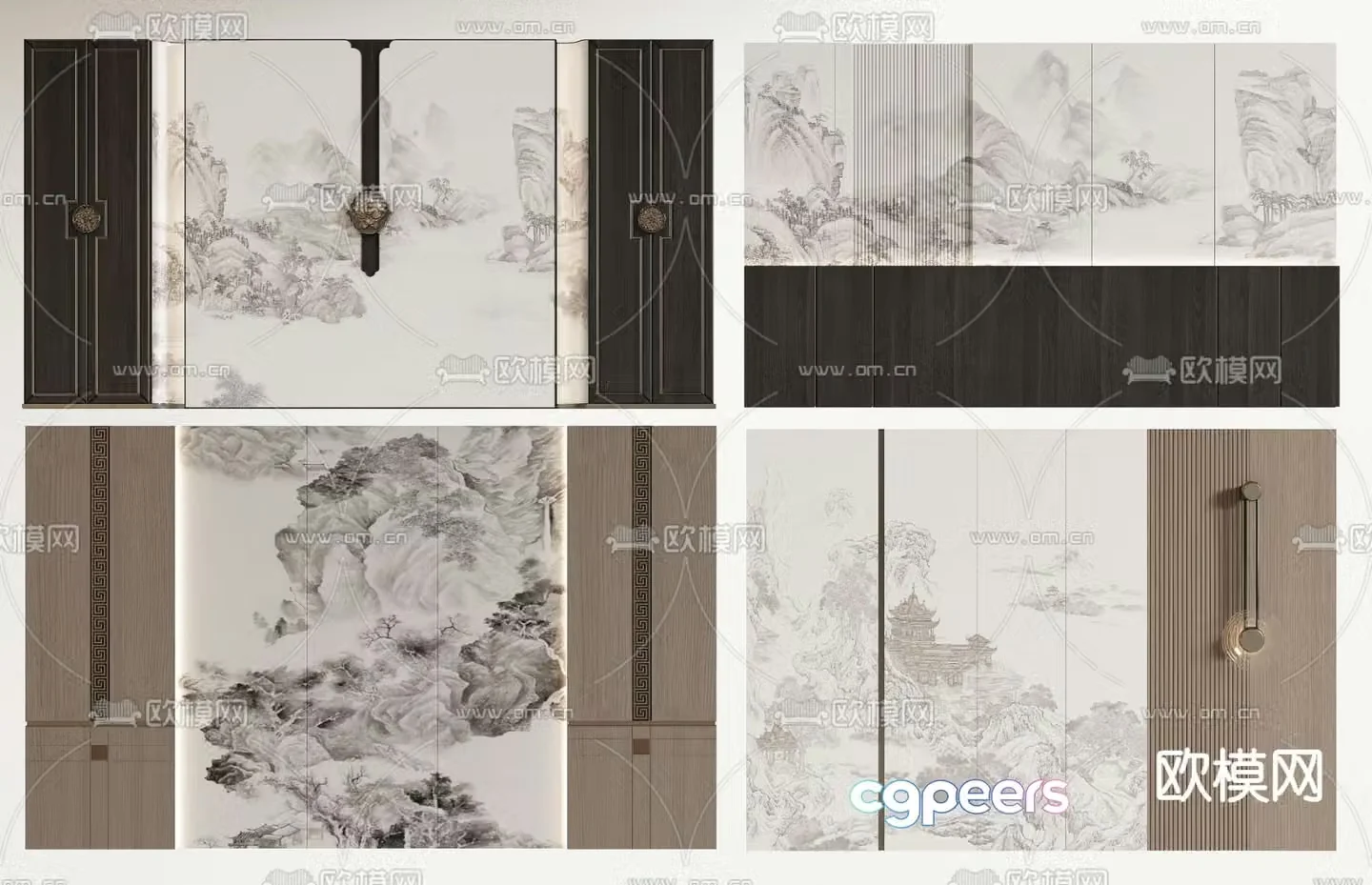 New Chinese style sofa background wall 3d model