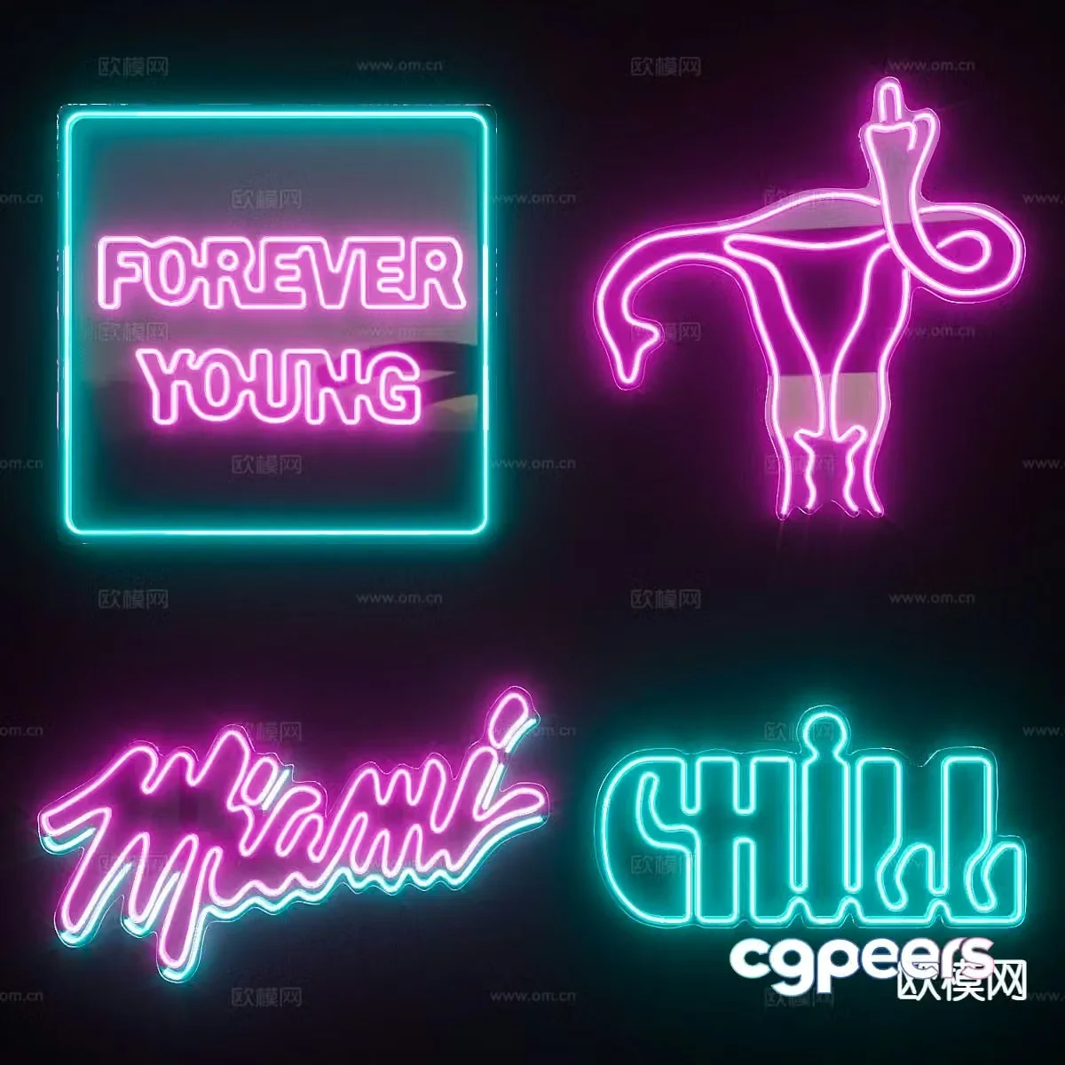 Neon light English advertising light luminous character 3d model