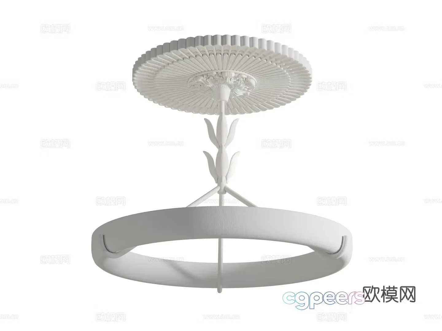French living room plaster chandelier lamp 3d model
