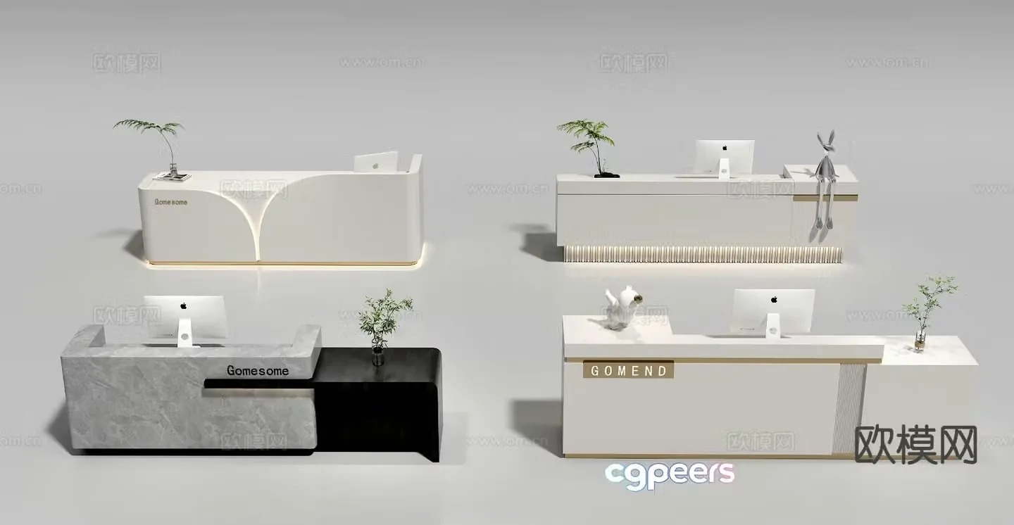 Modern front desk reception desk beauty salon front desk hotel front desk 3d model