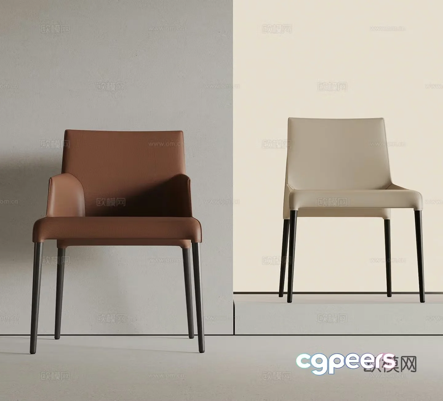 Modern dining chair single chair leisure chair 3d model
