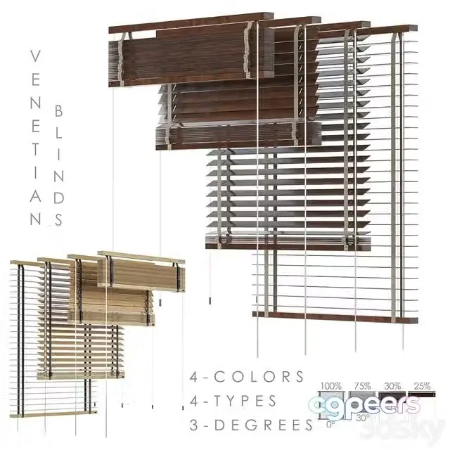 3ds Max Free – WOOD Venetian Blind 950 in 45 mm