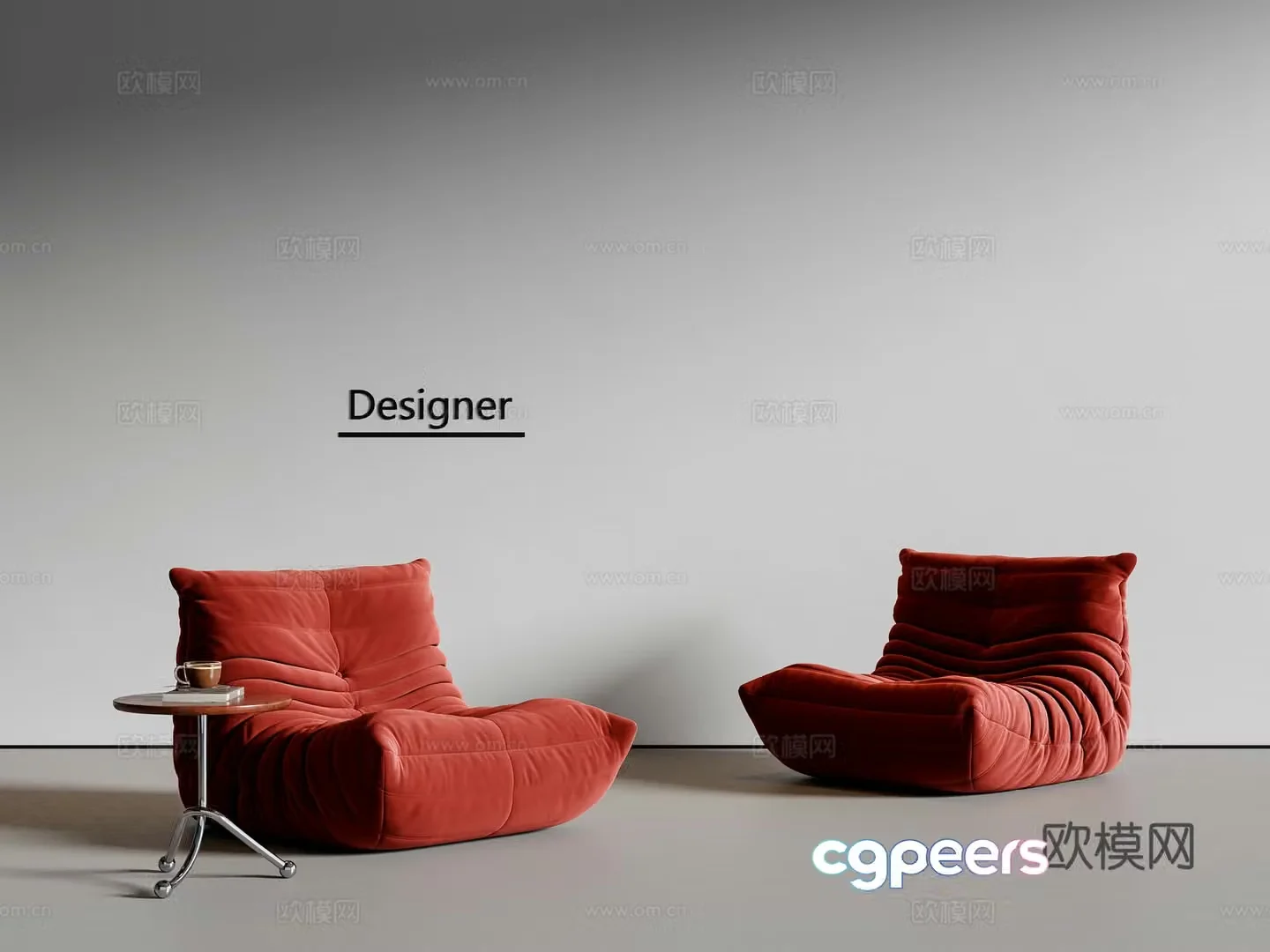 Middle-aged lazy sofa fabric sofa 3D model