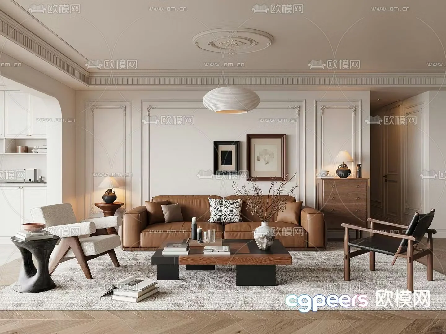 Middle-aged living room 3d model