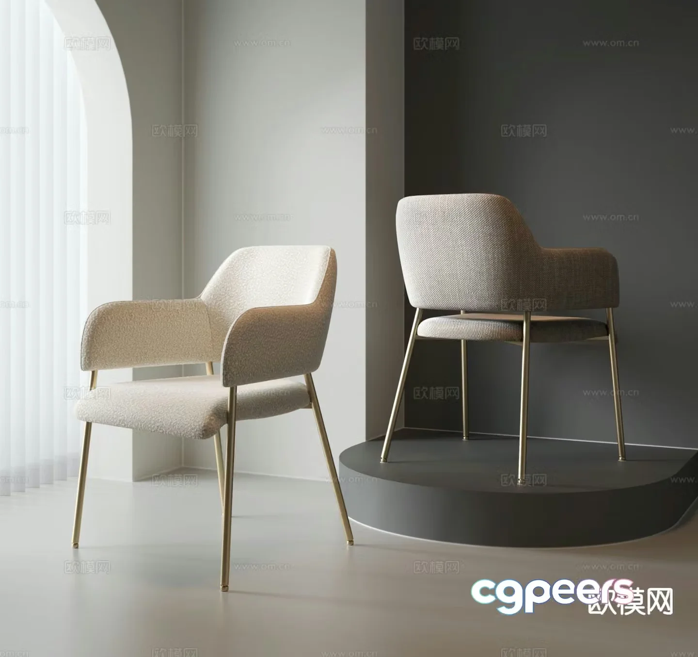Bjorn cream chair dining chair 3d model