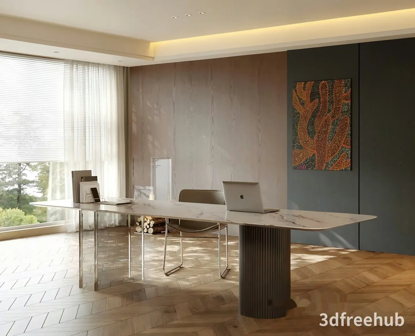 Modern Office Space 3D Model – 19674 – VRAY Render