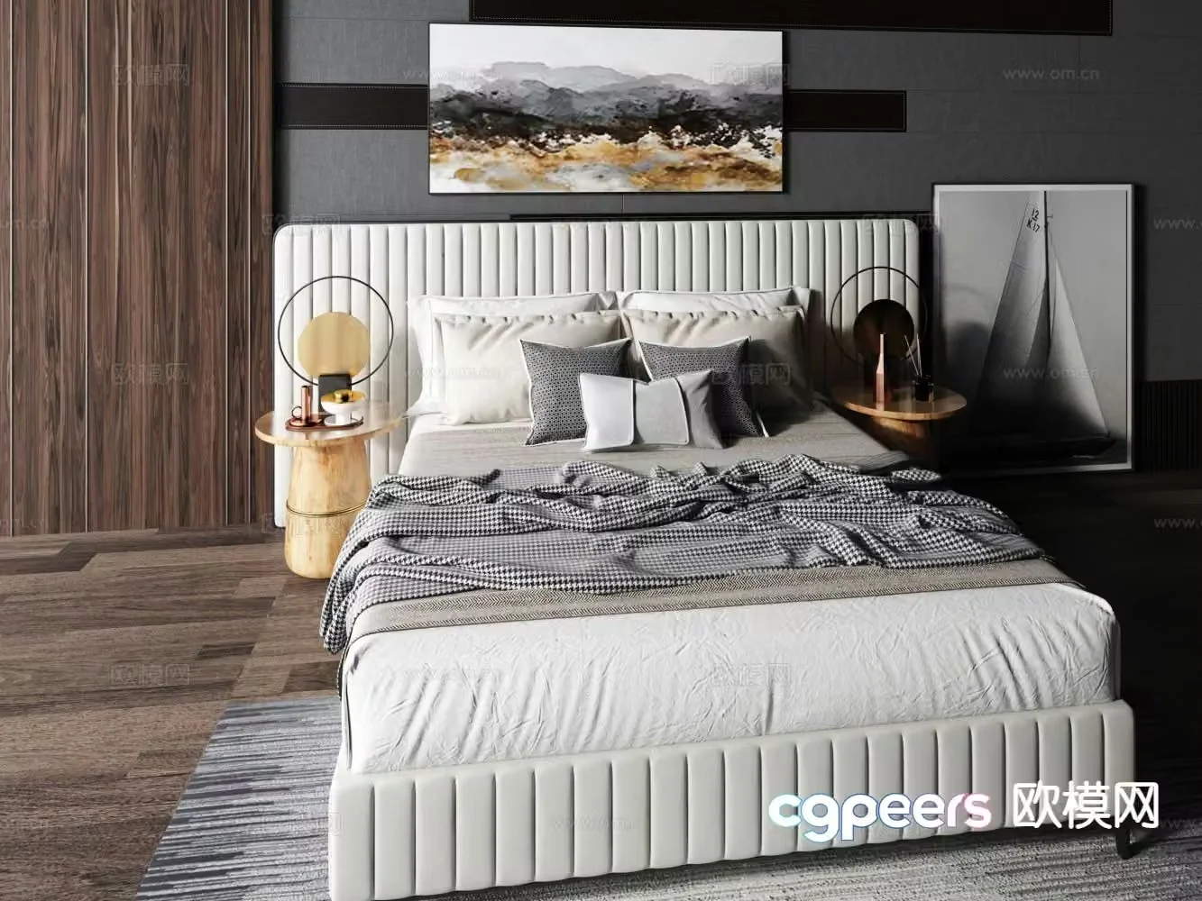 Modern double bed 3d model