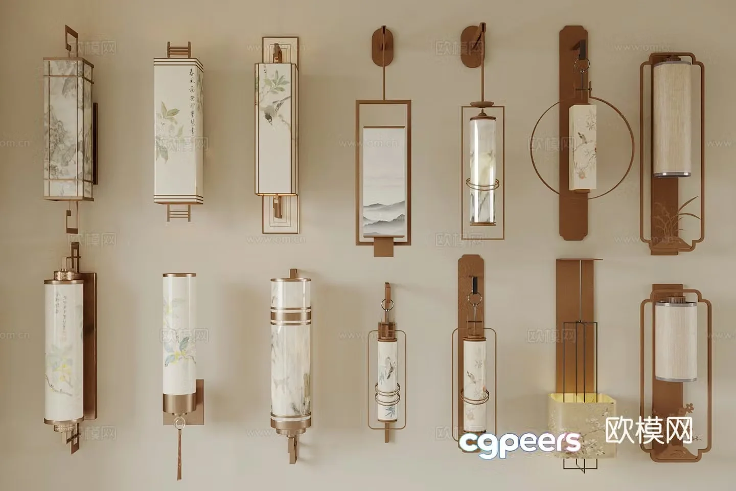 New Chinese wall lamp Chinese wall lamp Long wall lamp New Chinese Song wall lamp Song aesthetic wall lamp 3D model